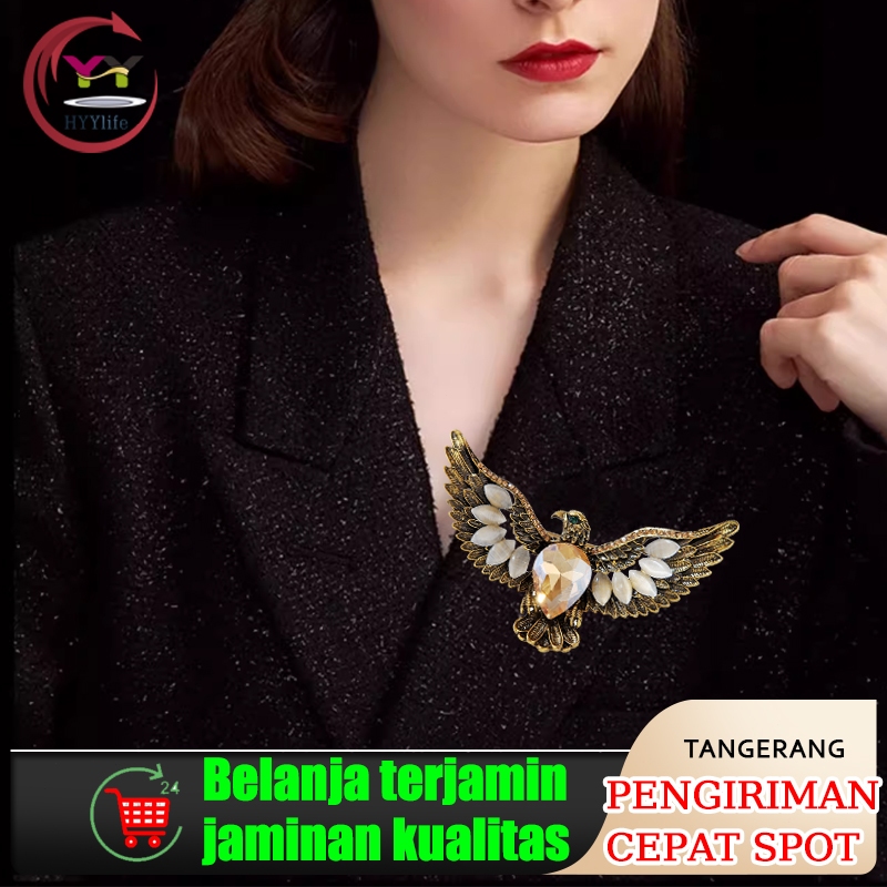 Pin Elang Bros Bentuk Burung Elang Eagle Garuda Warna Gold Silver Aksesoris Pin Jas