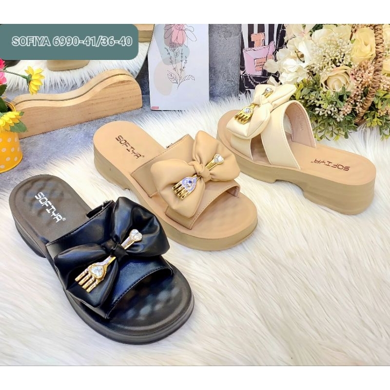 Sandal Wedges Sofiya 6990-41 / sandal slipon pita