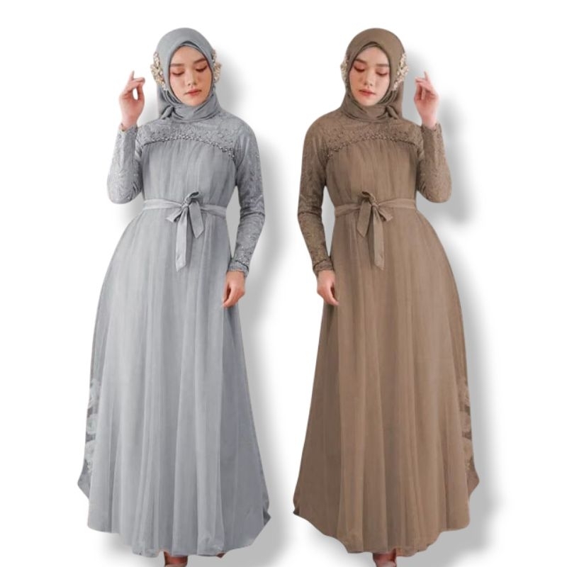 Maxi mikayla/Gamis brukat/gamis modern wanita/gamis termurah/baju gamis muslim/dress wanita kekinian