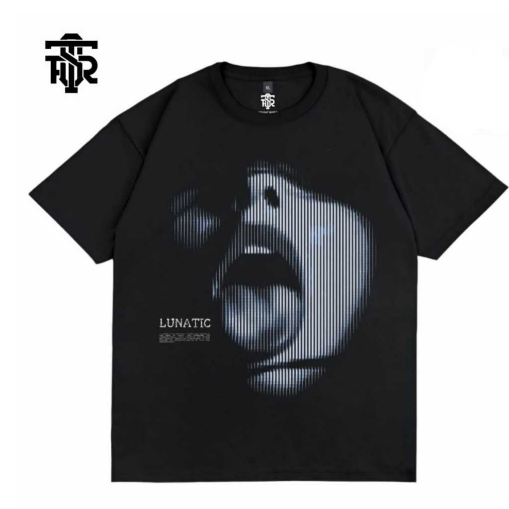 Tshirt Baju Kaos Distro Pria Wanita Streetwear Cotton Combed 24s Lunatik Black Tees Firasat Merch
