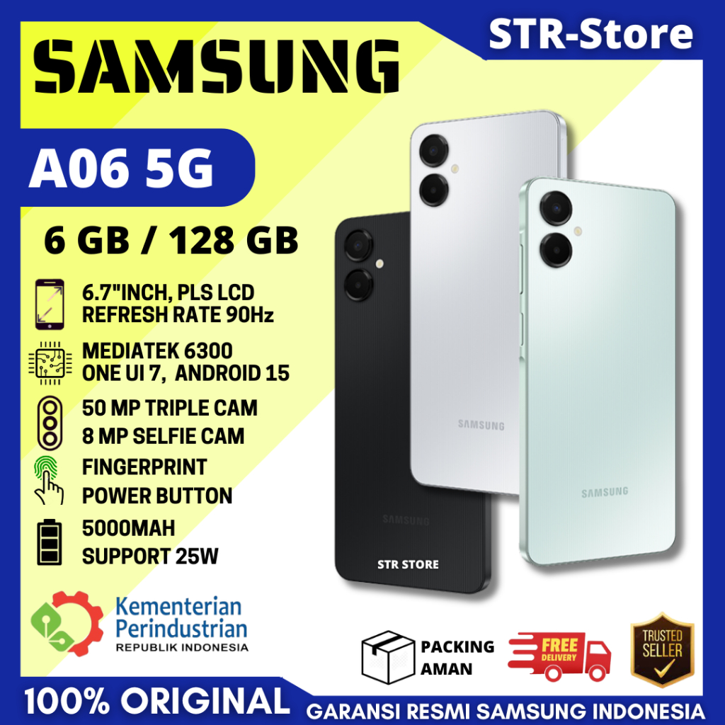 SAMSUNG A06 5G 6/128 GB GARANSI RESMI SAMSUNG ANDROID SAMSUNG A 06 5G 6/128 GB - SAMSUNG A06 5G