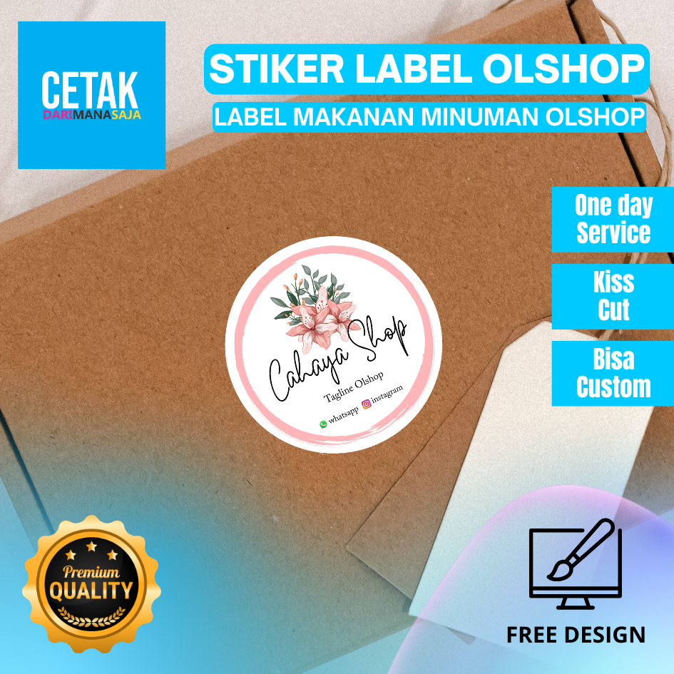 

3-4 Cetak Stiker Custom Transparan Vinyl Anti Air Sticker Olshop Jualan Makanan Free Design