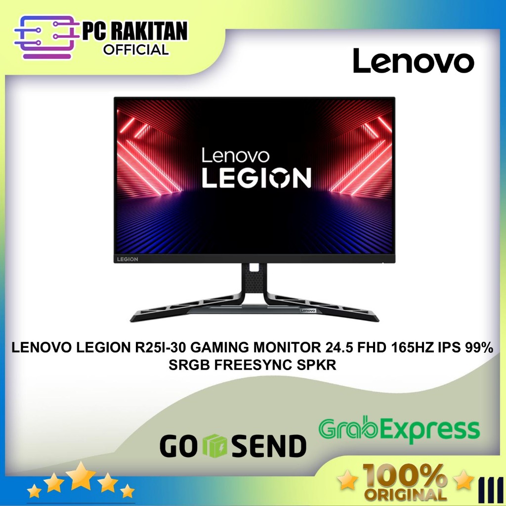 LENOVO LEGION GAMING MONITOR 25 INCH R25I-30 IPS FHD 1080P 0.5MS 180HZ ERGONOMIC SPEAKER 3Y