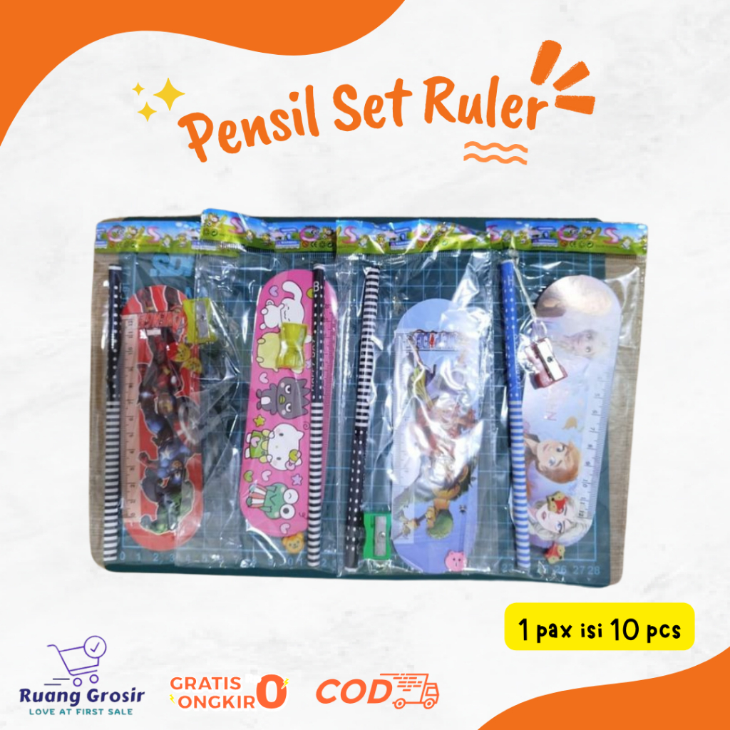 

Pensil Set 4 in 1 ruler 10 pcs