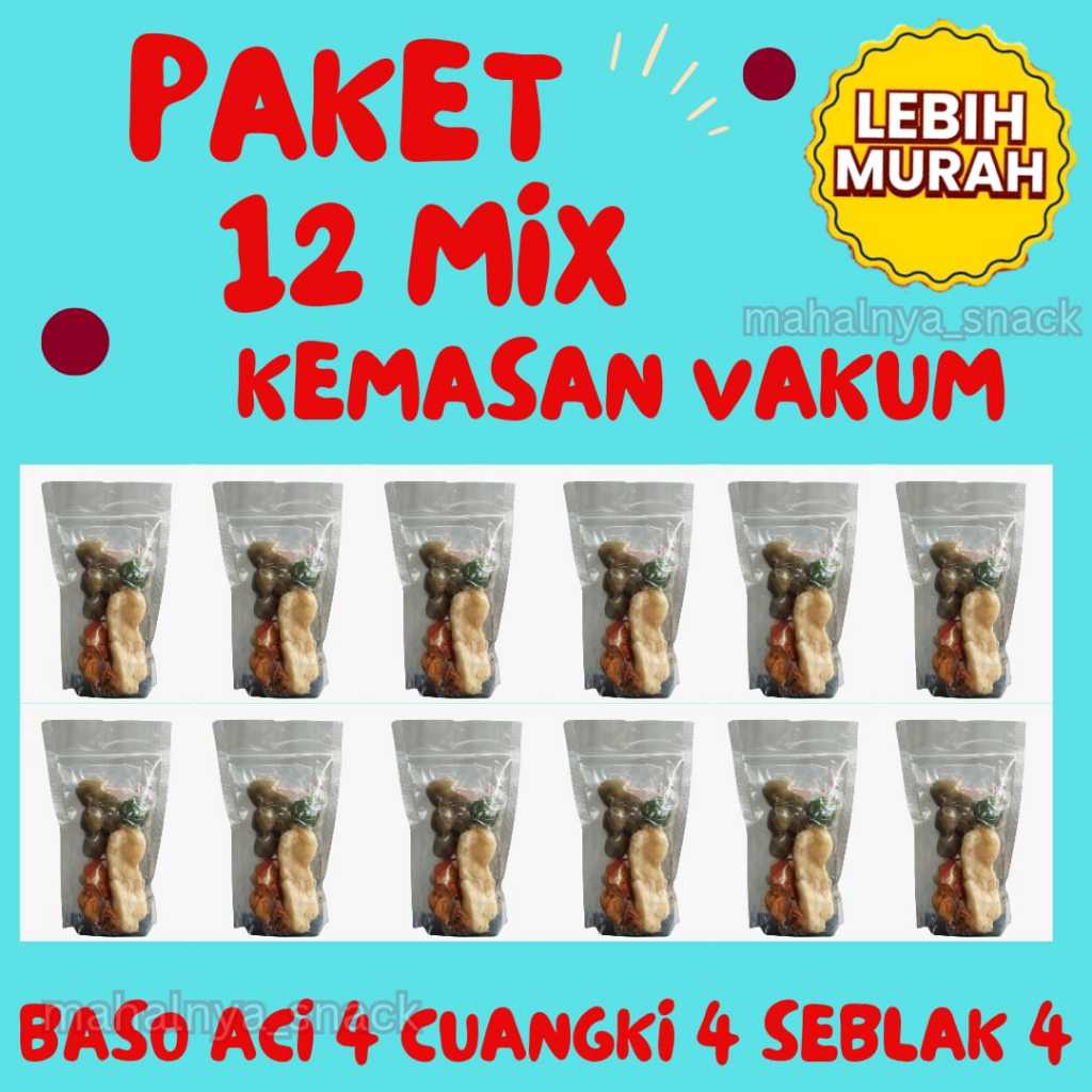 

Paket Mix 12 bungkus Baso aci 4 cuanki 4 seblak 4 Instan Enak Murah dan Nikmat