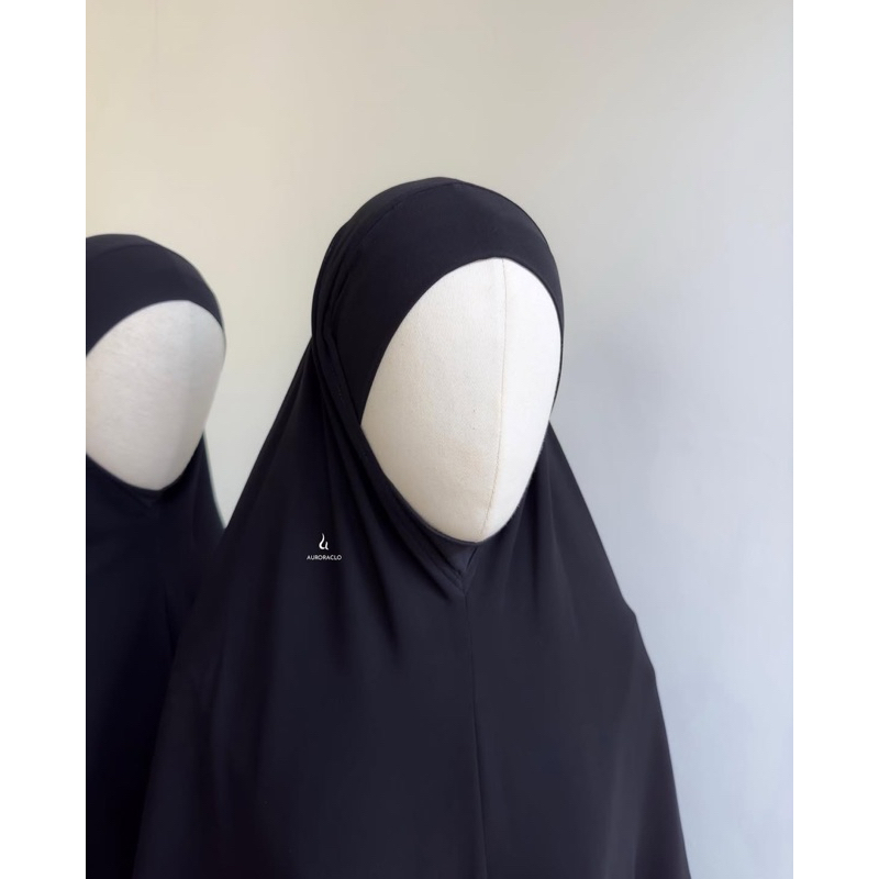 Zaysaku Auroraclo Khimar Bandana Karet Dagu warna Jetblack  size M