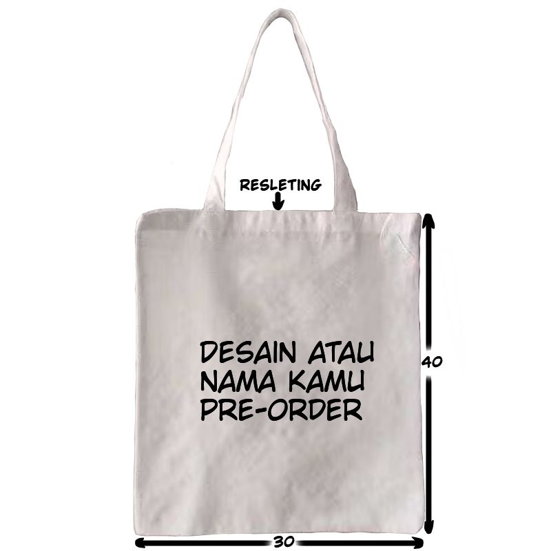Tas Totebag Blacu Pria & Wanita Versi Custom 30x40 Cream