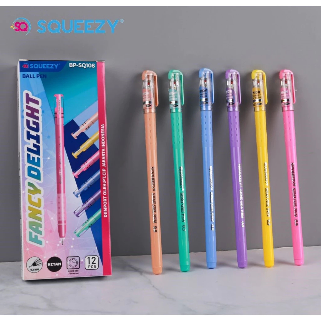 

Pulpen Gel Squeezy Fancy Dlight 0.5mm Tinta Hitam SQ108
