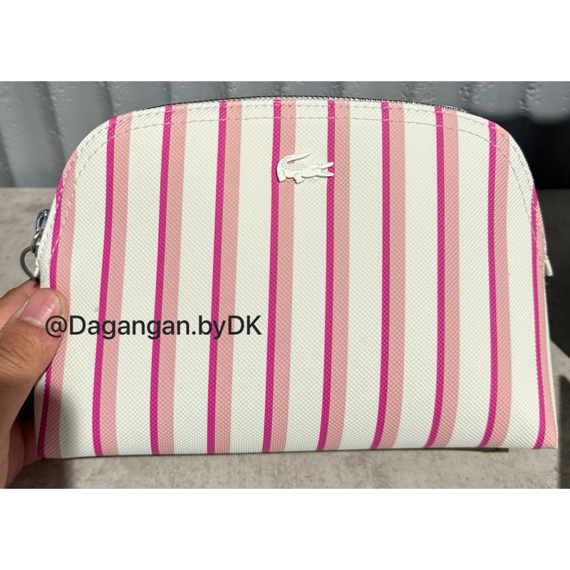 Tas Mini Pouch Lacoste Stripes Original 100% Pink White