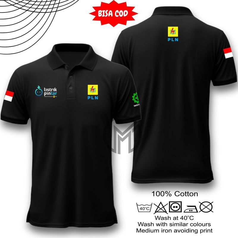 POLOSHIRT BERKERAH LOGO KECIL PLN safety first - Baju Berkerah Listrik Pintar - POLO PLN KEREN