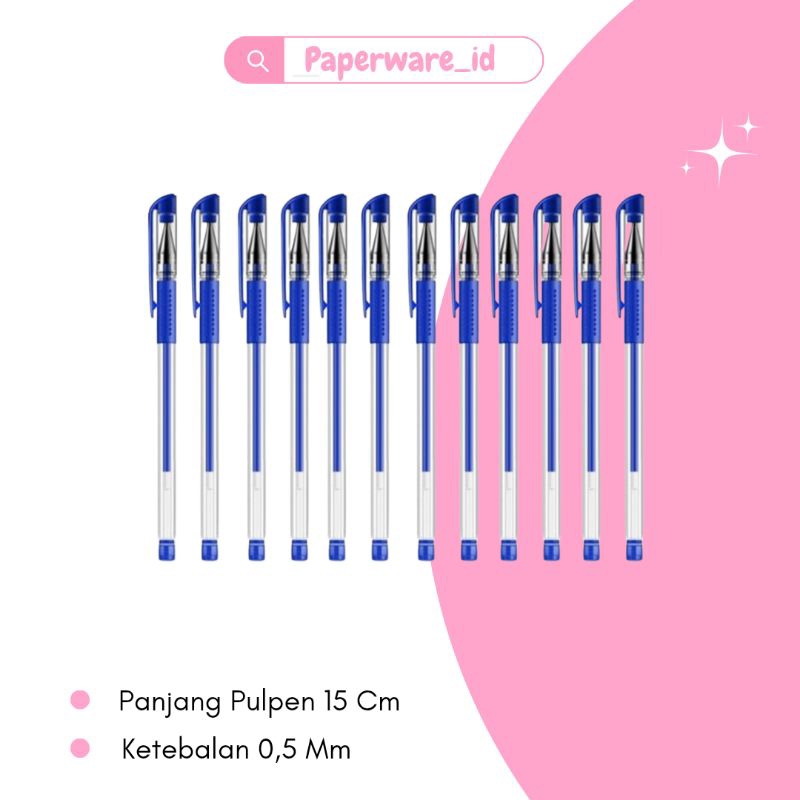 

pulpen gel 0.5 mm warna biru / pulpen gel biru / pulpen gel