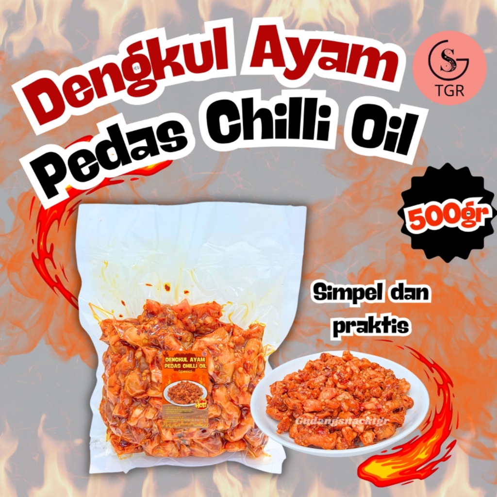 

DENGKUL AYAM PEDAS CHILLI OIL 500GR SAMBAL CHILLI PEDAS NAMPOL SIAP MAKAN