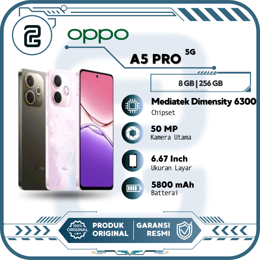 Oppo A5 Pro 5G 8/256GB HP Tahan Air Tahan Banting Garansi Resmi