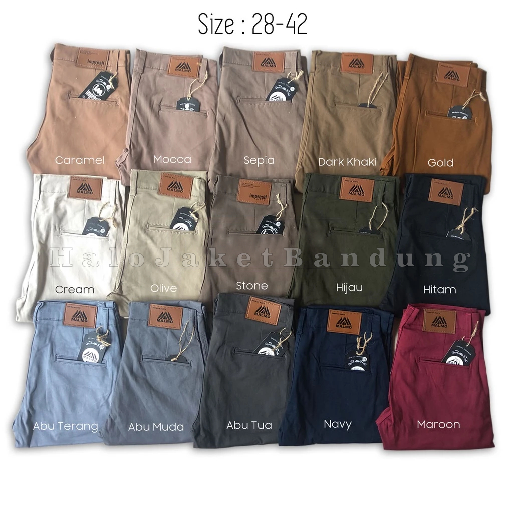 ARS MALMO CELANA CHINO PANJANG PRIA ORIGINAL BIG SIZE JUMBO UK 28-45 CHINOS SLIM FIT PREMIUM