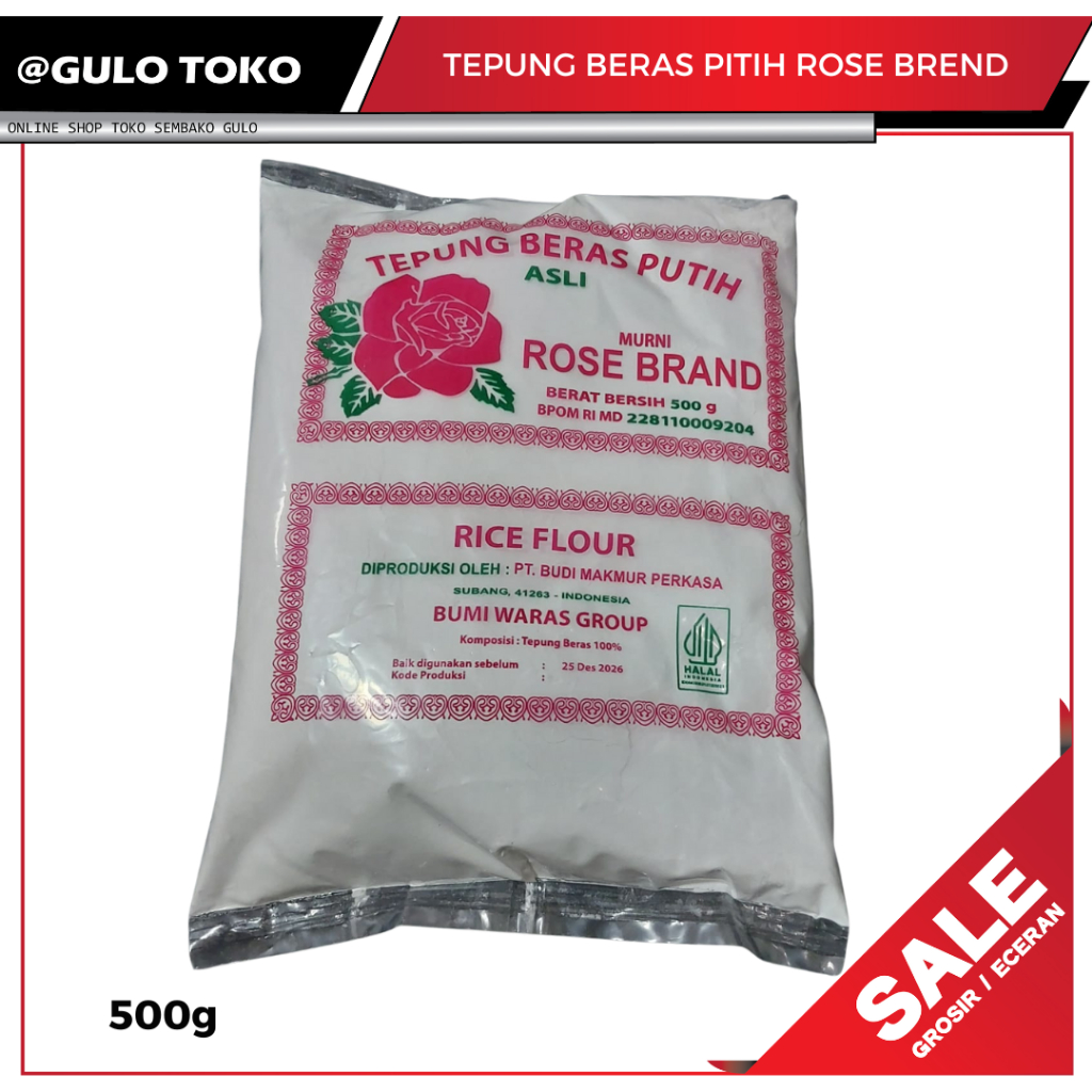 

Tepung BERAS PUTIH ROSE BRAND kemasan 500g (GULO TOKO)