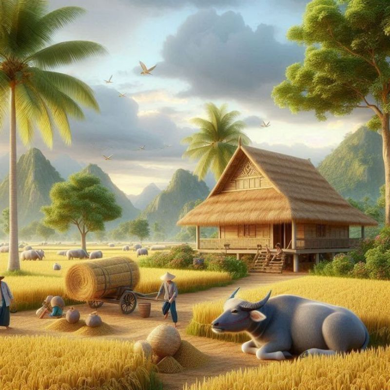 poster cetak, pemandangan pesawahan, hiasan dinding, pemandangan pesawahan,bisa cod