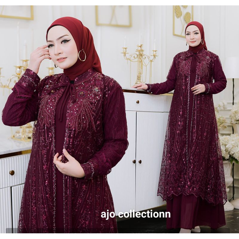 GAMIS SULTAN VIRAL TERBARU KEKINIAN // GAMIS MEWAH BROKAT TILE PREMIUM MIX CERUTI PREMIUM // GAMIS K