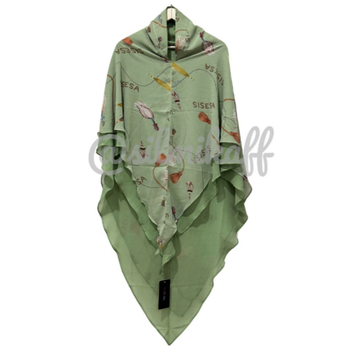 [SILMIKAFF] SISESA Khimar Nazmia Dark Mint Green Syari Hijab Jilbab Ready Si.Se.Sa Premium Original