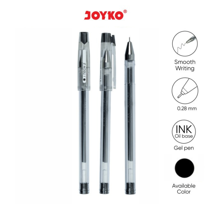 

Pulpen Gel Joyko i Tech 2 GP-266 Hitam 0,28mm (12 pcs)