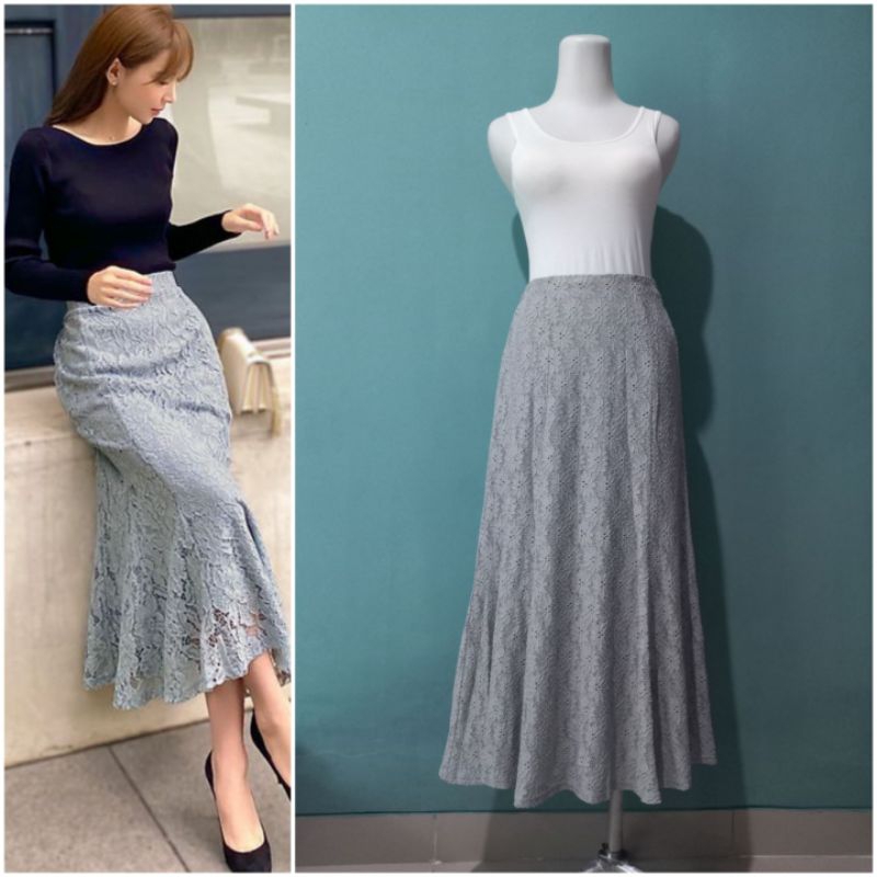 GU UNIQLO Lace Mermaid Skirt - Rok Panjang - Rok Duyung - Rok Brukat