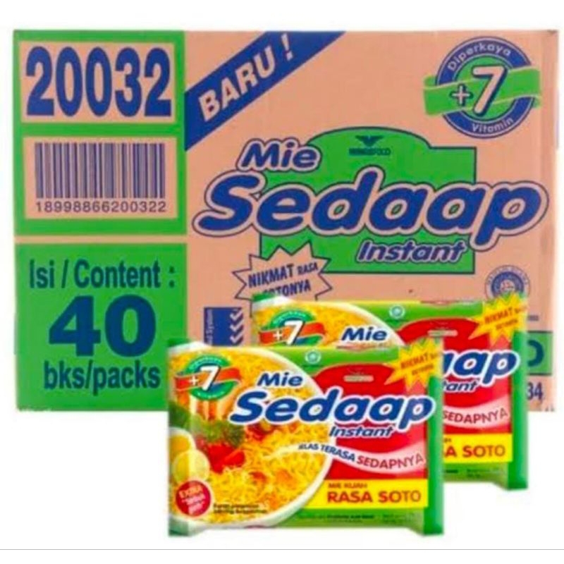 

Mie Sedaap soto, mie sedaap goreng 1 dus isi 40 muraahh