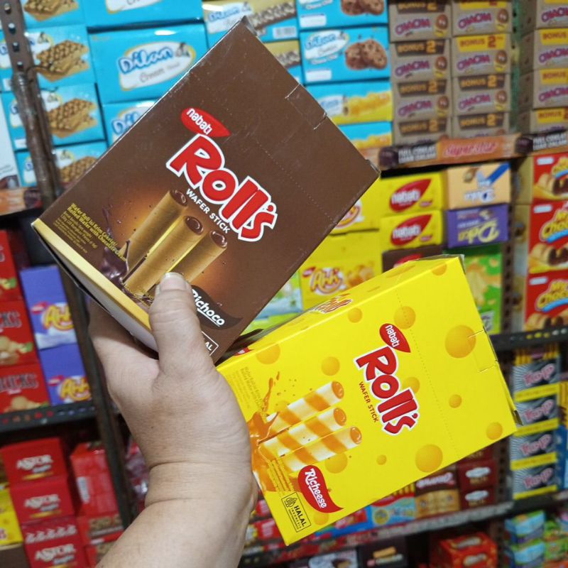 

Nabati Rolls wafer stick harga 1 box isi 20pics@8gr