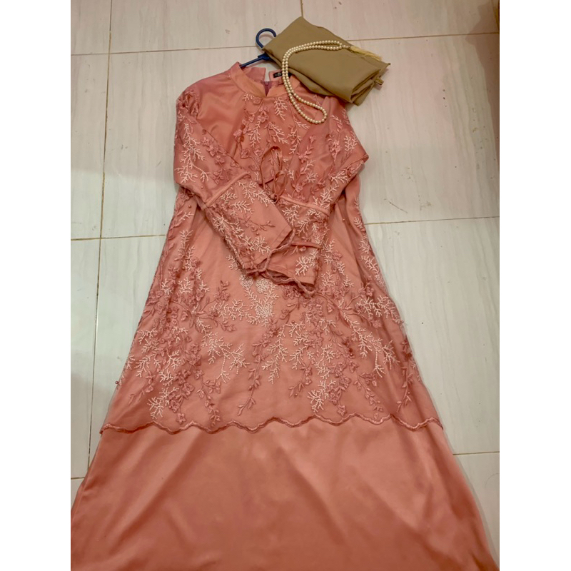 Preloved Gamis brukat pesta kondangan || dress brukat kondangan