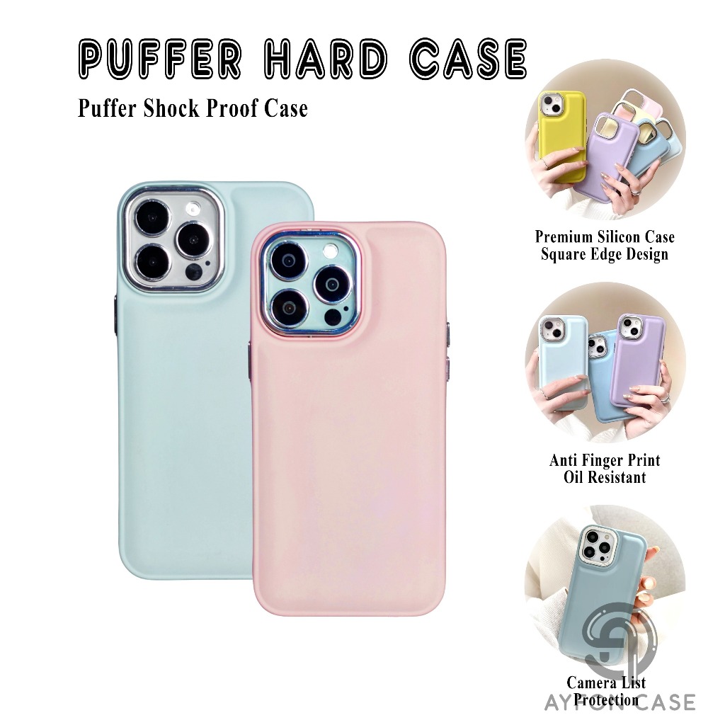CASE PUFFER SHOCKPROOF METAL FOR IPHONE 13 13PRO 13PROMAX 14 14PRO 14PROMAX 15 15PRO 15 PROMAX - AYF