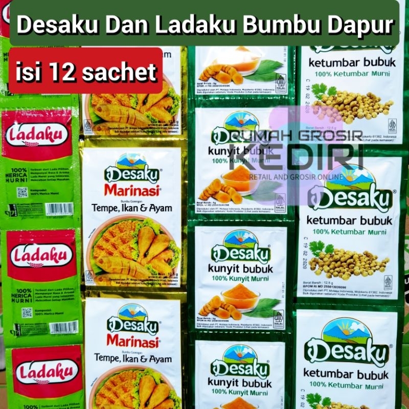 

Bumbu Dapur Ladaku Desaku (PAKET 12 SACHET) Mrica, Ketumbar, Kuyit, Marinasi