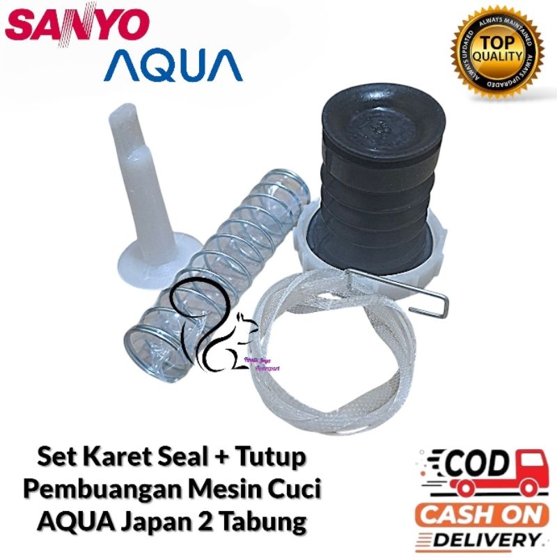 [SANYO AQUA] Karet Seal + Tutup Pembuangan Mesin Cuci Sanyo AQua 2 Tabung SET