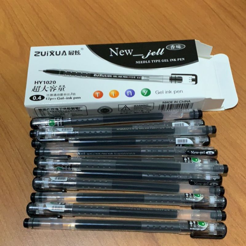 

(12 pcs)Bolpen jell Warna hitam merk New Jell Bening