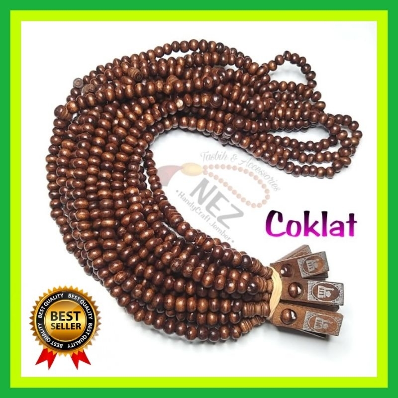 •MINOR 20 PCS•Tasbih Kayu Souvenir 99 Butir Kayu Kopi Murah Meriah Cocok Untuk Souvenir Pernikahan, 