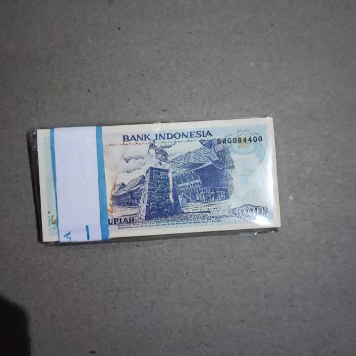 1 Gepok Uang Kuno Indonesia 1.000 Rupiah Lompat Batu Tahun 1992 | UNC | Gress