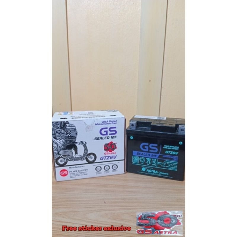 Aki kering GS ASTRA original  [Sealed MF-Idling Stop Battery] GTZ-6V(KERING) Aki motor Vario 125,150