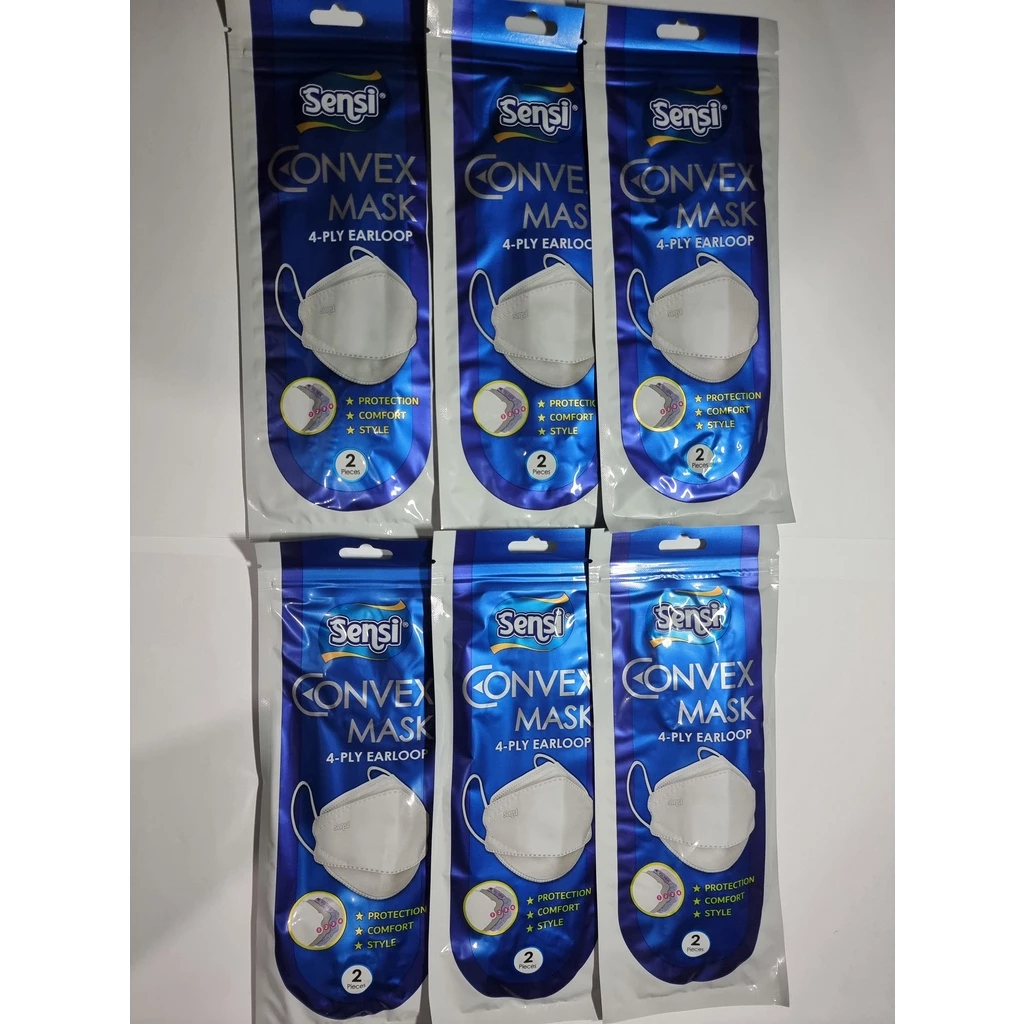 Masker Sensi Convex Mask 4 Ply Earloop isi 2 Pcs Sachet Sensi Convex