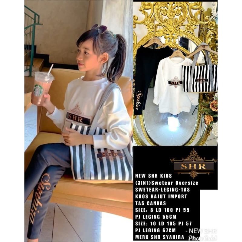 “BY SHR ORI NEW” SETELAN SANTAI ANAK 3IN1 SWEATER LEGING TAS BY SHR ORI SETELAN ANAK MODIS