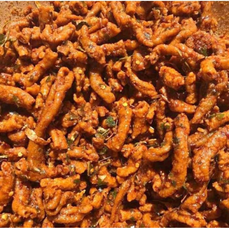 

Keripik usus Ayam Crispy Pedas Daun jeruk