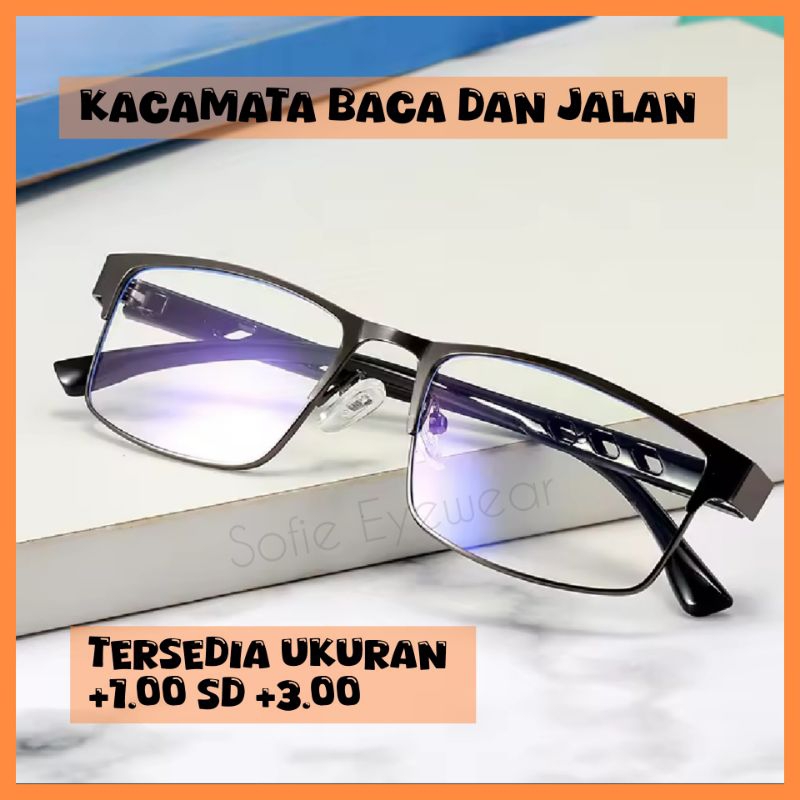 Kacamata PLUS 2 in 1, DOUBLE FOKUS, BISA untuk Baca dan Jalan /Kacamata Plus / Kacamata Rabun Dekat