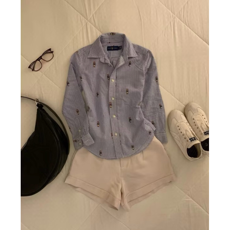 preloved Ralph lauren boating bear seersucker shirt original 100%
