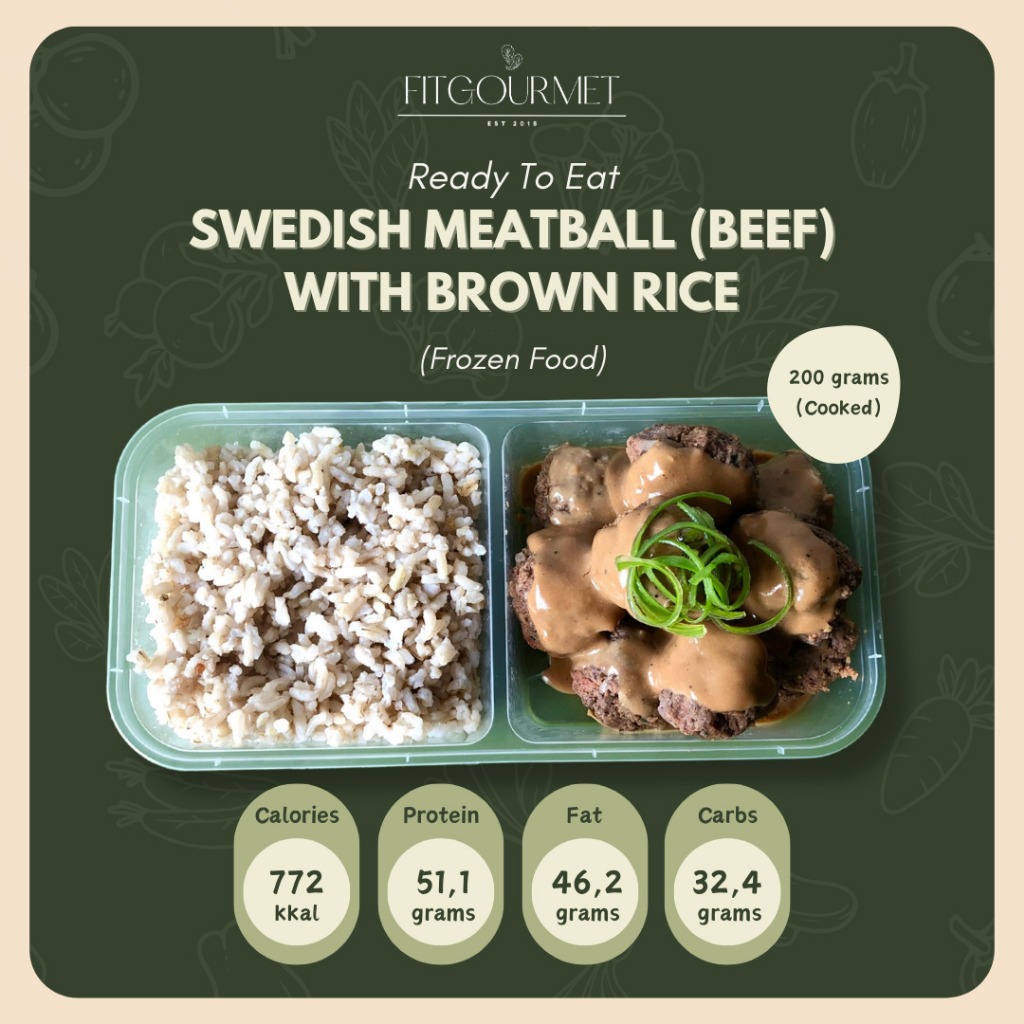 

PROTEIN READY TO EAT Swedish Meatballs BEEF WITH RICE | HEALTHY MEAL PREP 200GR - 100GR | FROZEN