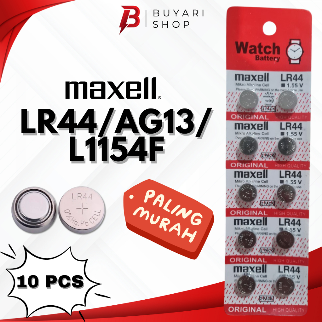 HEMAT Baterai Kalkulator Maxell Casio Citizern Kancing LR44 Original Maxel AG13l kecil Batre laser M