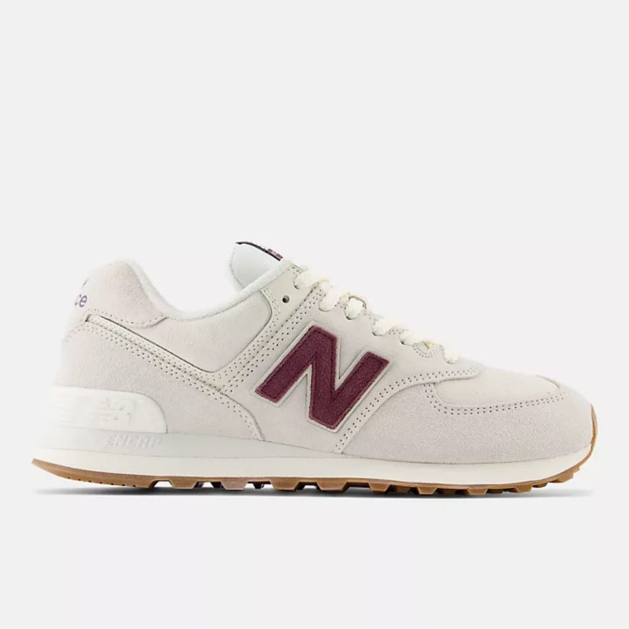 SEPATU NB CLASSIC 574 SUEDE BEIGE GREY WHITE BURGUNDY GUM ORIGINAL