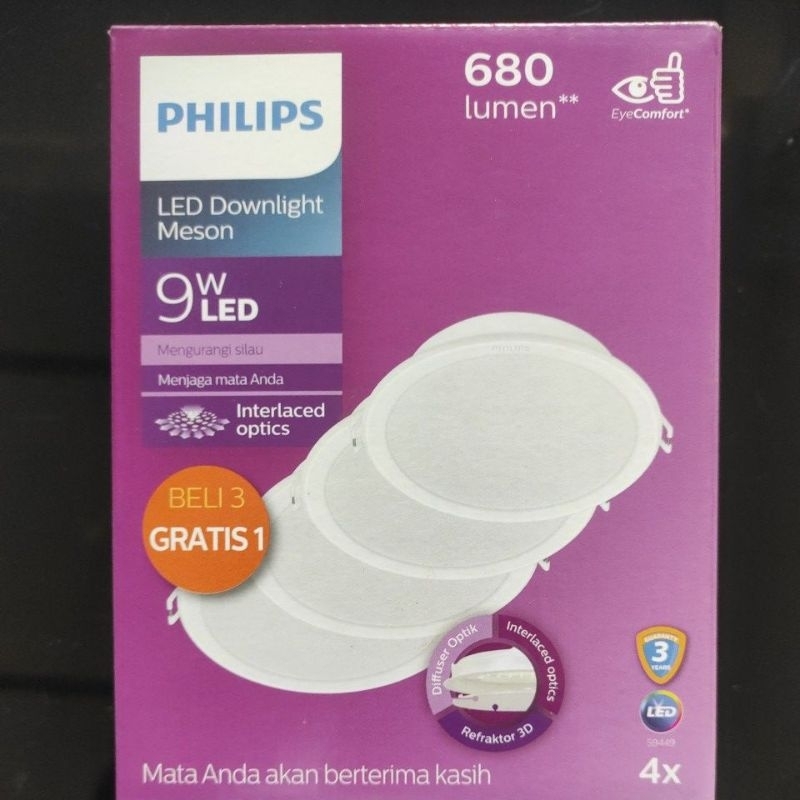 DOWNLIGHT PHILIPS 9WATT isi 4, 6500k cahaya putih