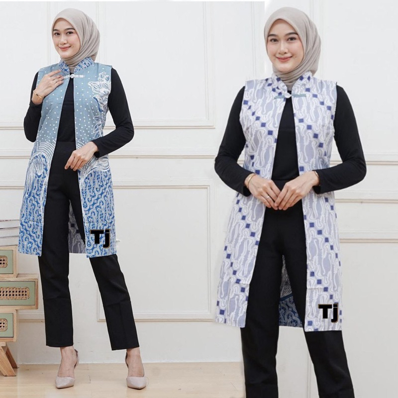 OUTER BATIK WANITA BOLAK BALIK DUA MOTIF BLAZER 2 IN ONE