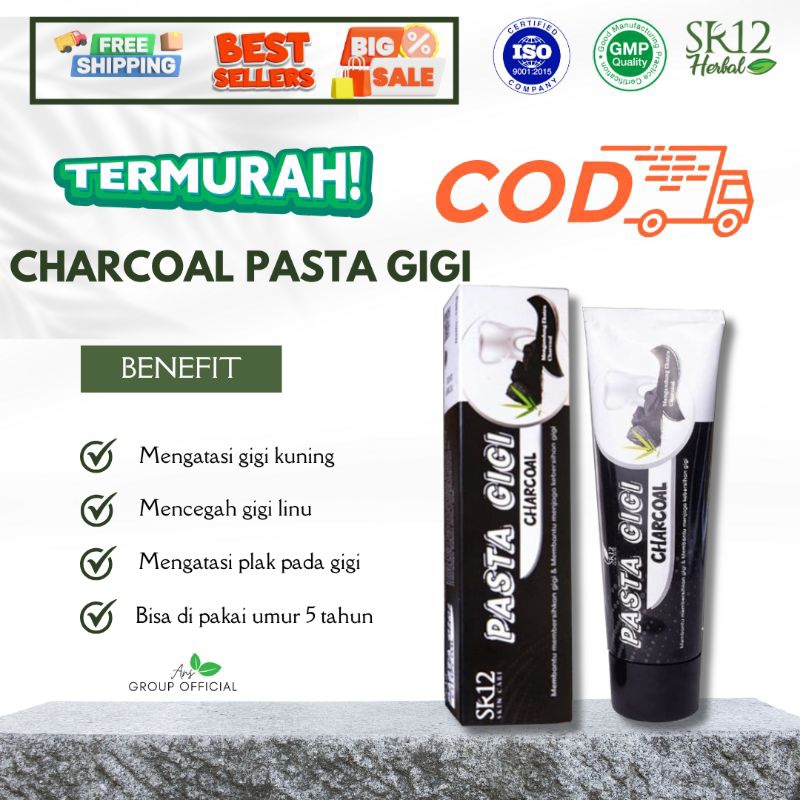 BEST SELLER PASTA GIGI CHARCOAL / PEMUTIH GIGI ALAMI PERONTOK KARANG GIGI/BPOM/HALAL 100gr