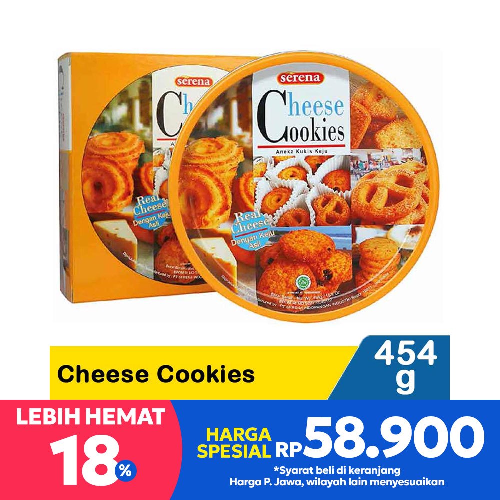 

Serena Cheese Cookies 454g – Gurih, Renyah, & Lumer di Mulut!