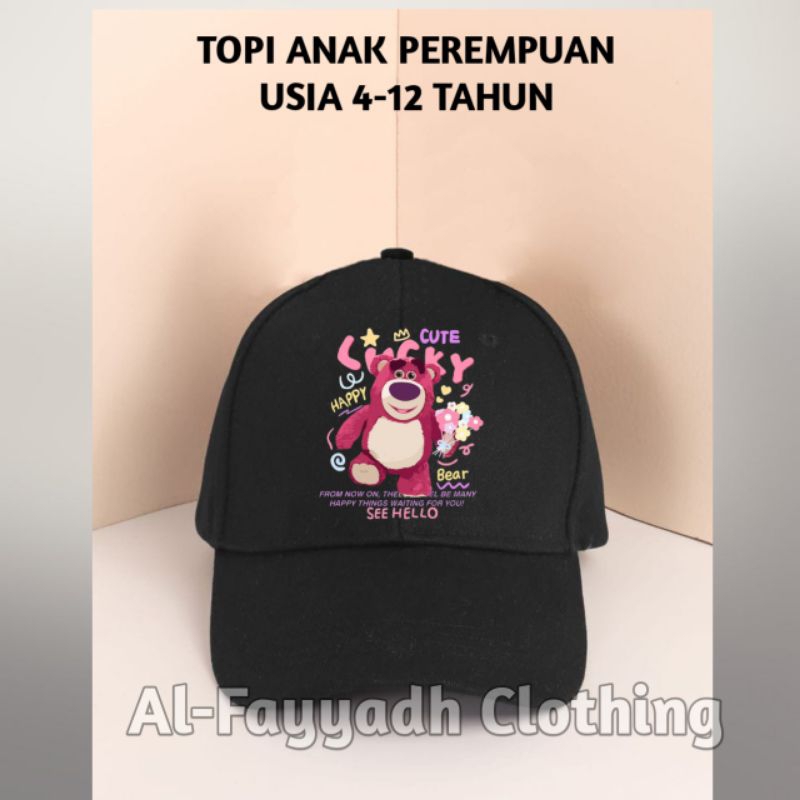 TOPI ANAK PEREMPUAN USIA 4-12 TAHUN GAMBAR KARTUN TOY STORY LOSTO BEAR