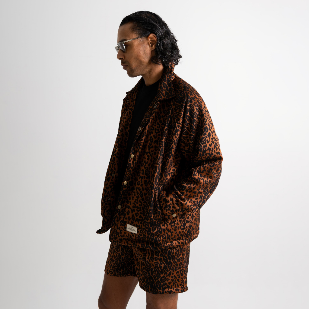 HEIM  - Leopard 02 Coach Jacket / Jaket Motif Macan Tutul Orange Premium Streetwear Oversize Keren