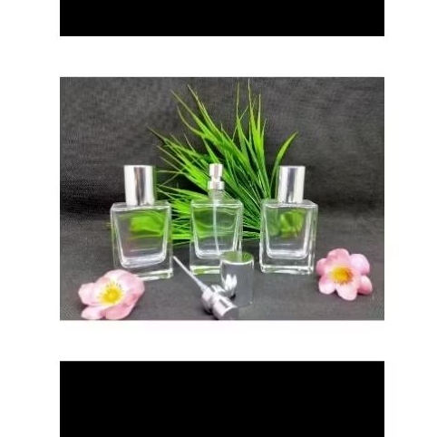 Botol parfum Press 30ml/Botol kotak bening spray/Press silver
