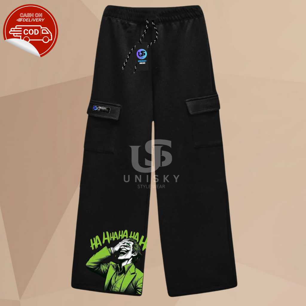 Celana panjang Pria Cargo Bahan Fleece Long Pants Motif Stone Island, Api Menyala, Boneka, Tengkorak